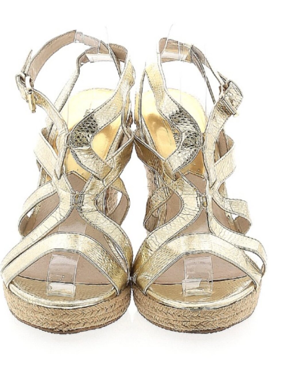 Size 10 Michael Kors Gold Espadrille Wedge Sandals